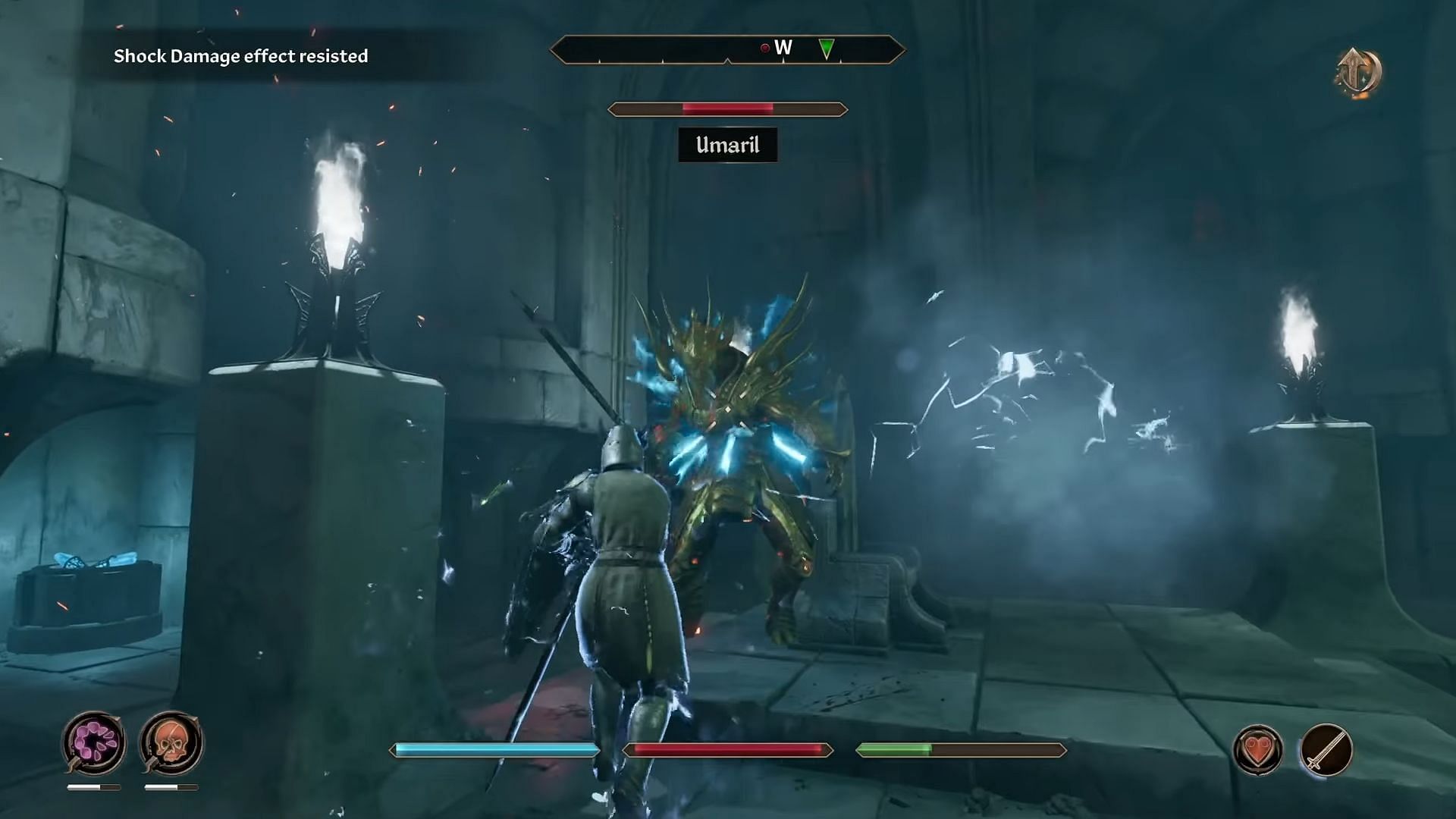 Duel with Umaril in Umaril the Unfeathered quest (Image via Bethesda Softworks/Youtube/@GuidingLight)